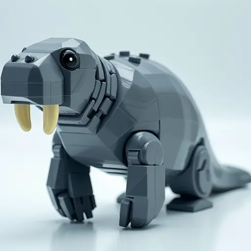 LEGO style of a manatee from the side view