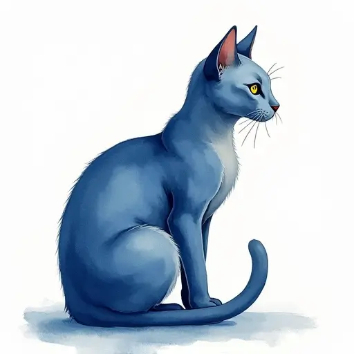 Watercolor style of a russian blue from the side view