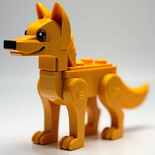 LEGO style of a dingo from the side view