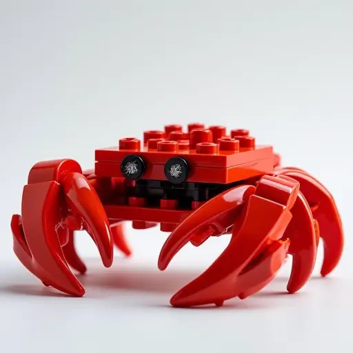 LEGO style of a crab from the side view