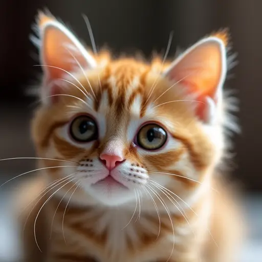 Charming cat with big, captivating eyes, and a cute tilted head expression.