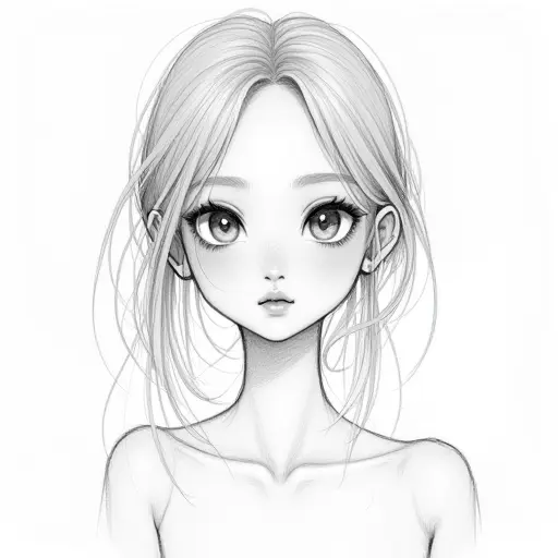 A girl with a light and airy expression, sketched in soft pencil lines and minimal shading.