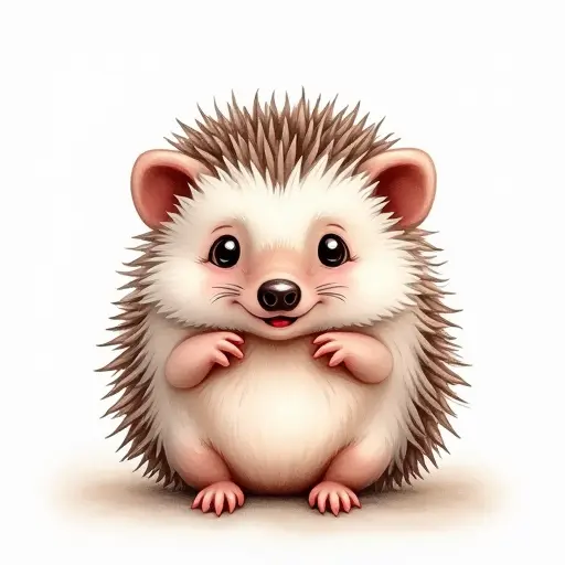 watercolor style of a baby hedgehog from the front view