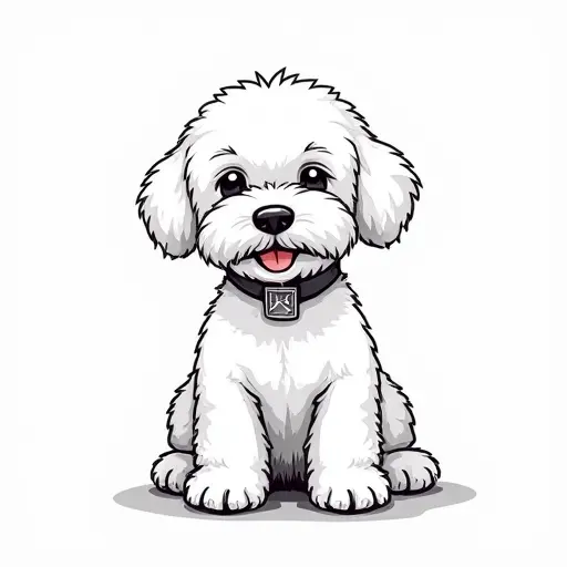 clean hand-drawn outlines of a bichon frise from the front view