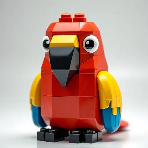 LEGO style of a parrot from the front view