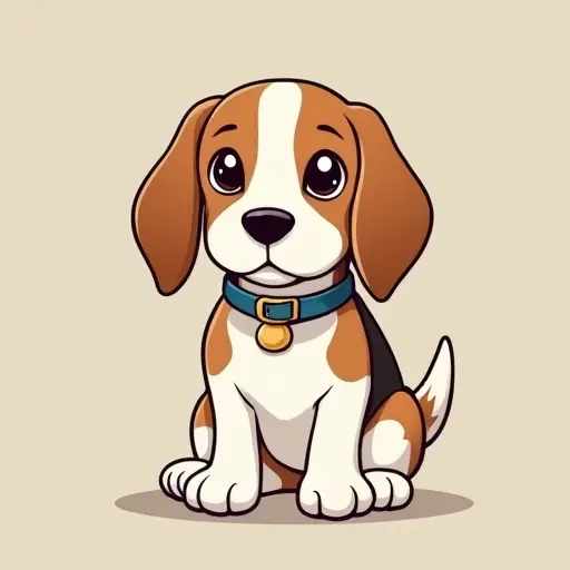 studio ghibli style of a beagle from the front view