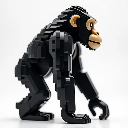 LEGO style of a chimpanzee from the side view