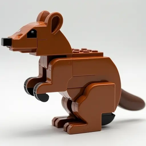 LEGO style of a wombat from the side view