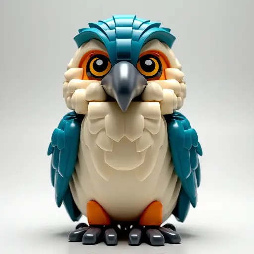 LEGO style of a kookaburra from the front view