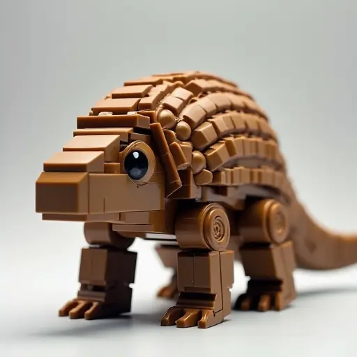 LEGO style of a armadillo from the front view