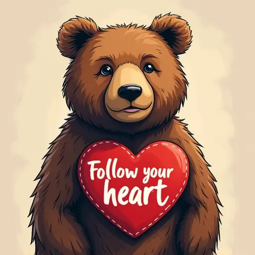 bear, T-shirt, slogan Follow Your Heart, soulful style