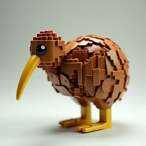 LEGO style of a kiwi from the side view