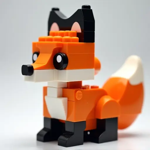 LEGO style of a fox from the side view