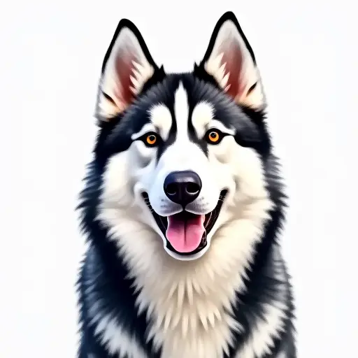 Watercolor style of a siberian husky from the front view