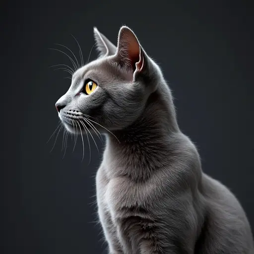 hd photo of a russian blue from the side view