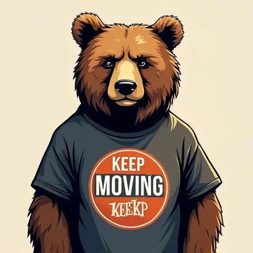 bear, T-shirt, slogan Keep Moving, Keep Growing, growth style