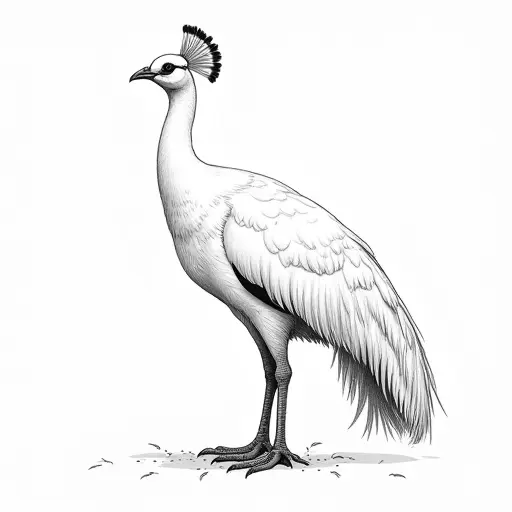 clean hand-drawn outlines of White Peafowl