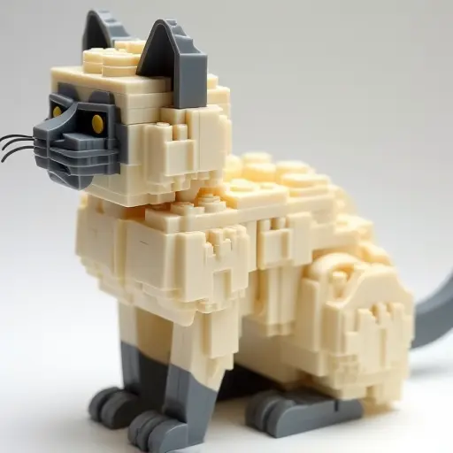 LEGO style of a birman cat from the side view