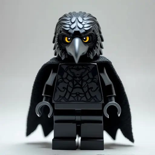 LEGO style of a crow from the front view