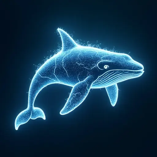 A whale avatar with glowing electrical currents flowing across its body, designed with a futuristic, bio-electric look.