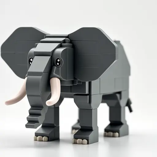 LEGO style of a elephant from the side view