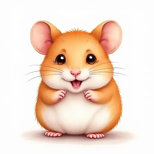 watercolor style of a baby hamster from the front view