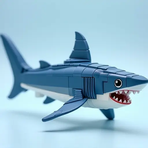 LEGO style of a shark from the side view