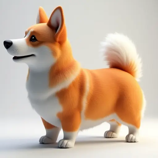 8k hyper real octane render blender of a corgi from the side view