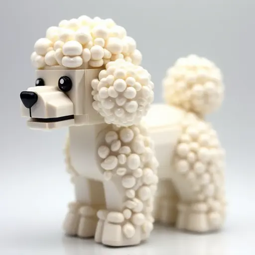 LEGO style of a bichon frise from the side view