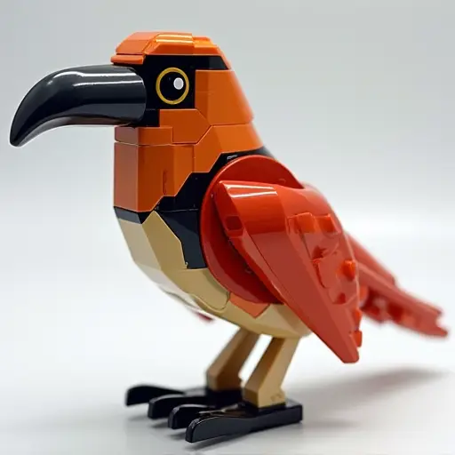 LEGO style of a sparrow from the side view