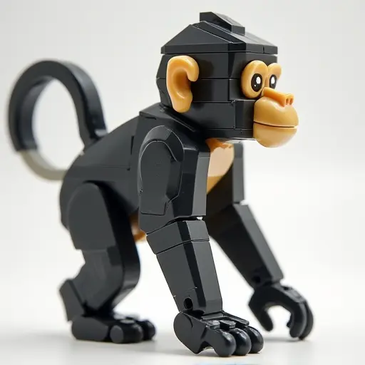 LEGO style of a macaque from the side view