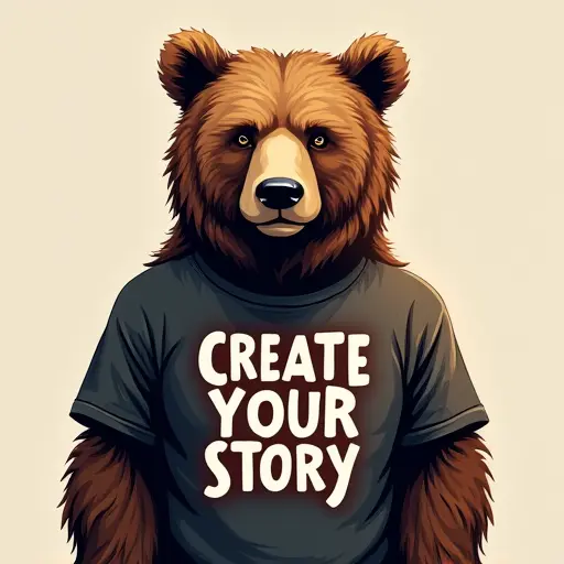 bear, T-shirt, slogan Create Your Story, creative style