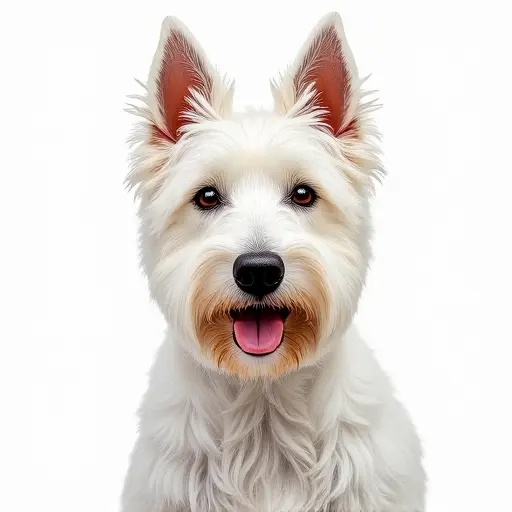 colored pencil drawing style of a west highland white terrier from the front view