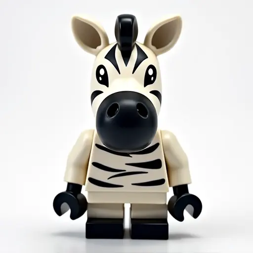 LEGO style of a zebra from the front view