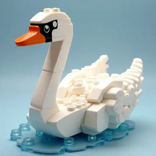 LEGO style of a swan from the side view