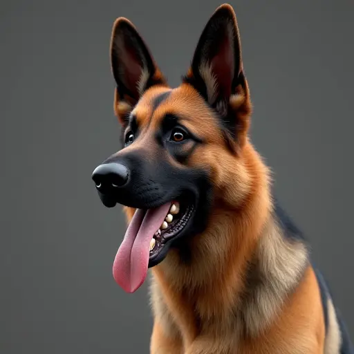 8k hyper real octane render blender of a german shepherd from the front view