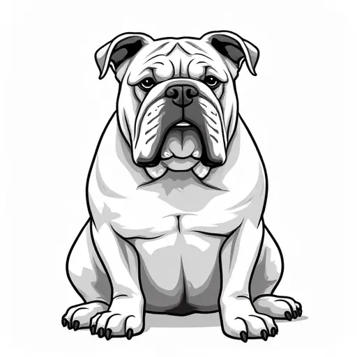 clean hand-drawn outlines of a bulldog from the front view