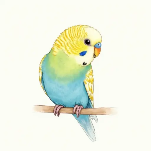 Watercolor style of a budgerigar