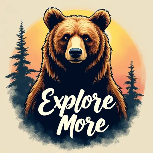 bear, T-shirt, slogan Explore More, adventurous style