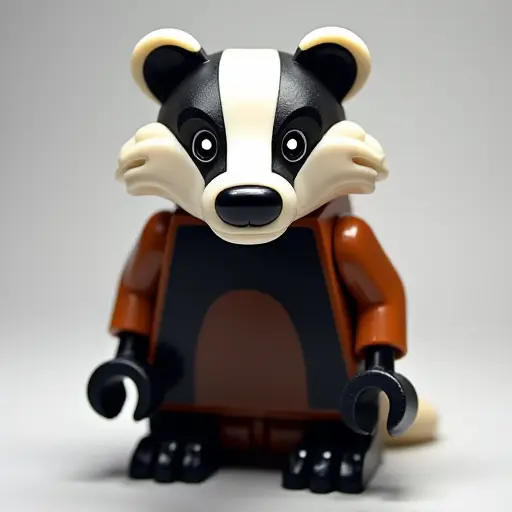 LEGO style of a badger from the front view