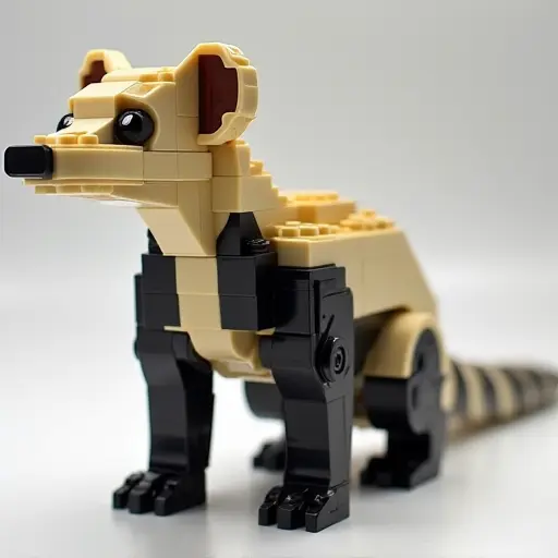 LEGO style of a opossum from the side view