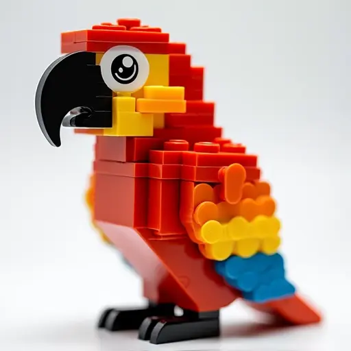 LEGO style of a parrot from the side view