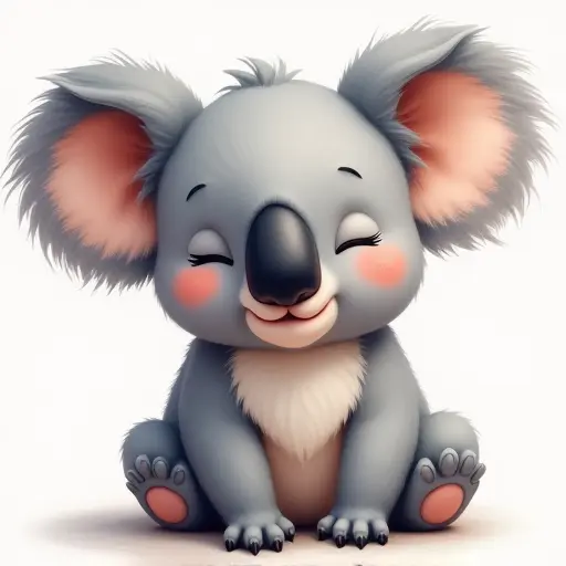 Cute koala with big ears, soft fur, and a relaxed, sleepy expression.