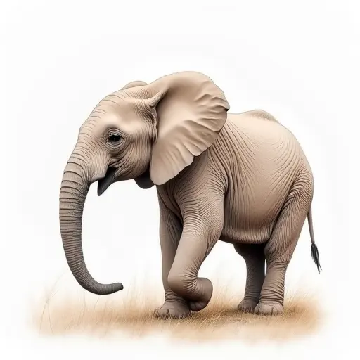 watercolor style of a baby elephant from the side view