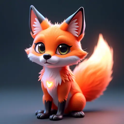 A fox avatar designed like a 3D print, with clear layering effects and glowing digital accents along its fur.