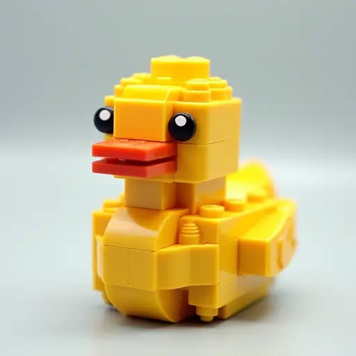 LEGO style of a duck from the front view