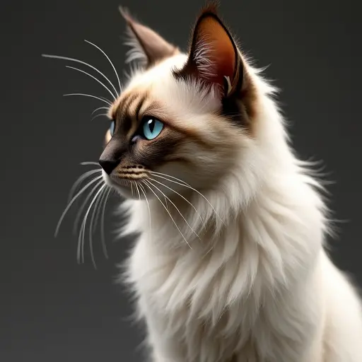 8k hyper real octane render blender of a birman cat from the side view