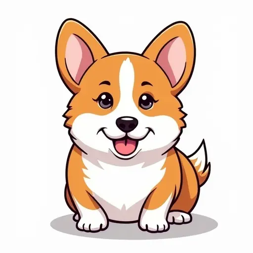 clean hand-drawn outlines of a corgi from the front view