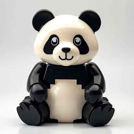 LEGO style of a baby panda from the front view