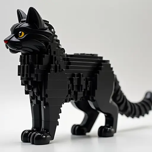 LEGO style of a maine coon from the side view